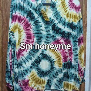 Long sleeve. Slinky material tie-dye shirt